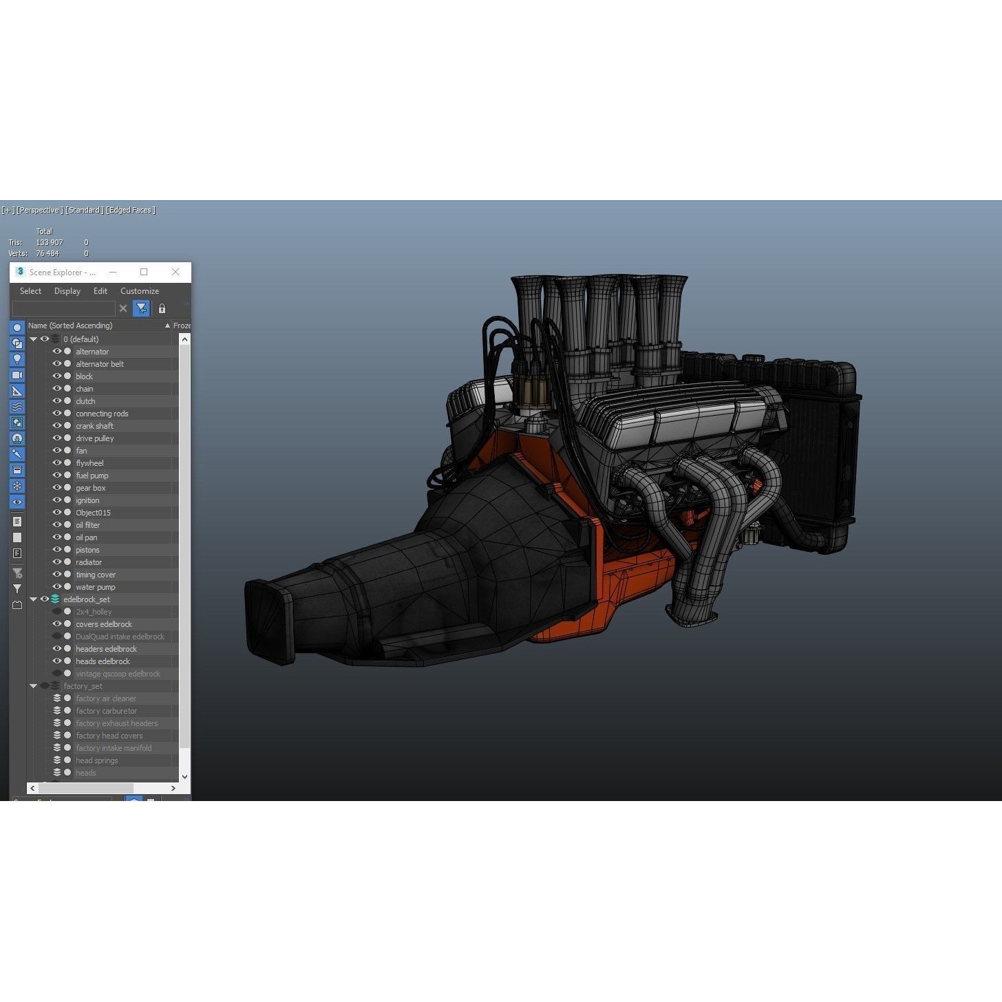 V8 HotRod Engine - Low-Poly Game-Ready 3D Model - View 72