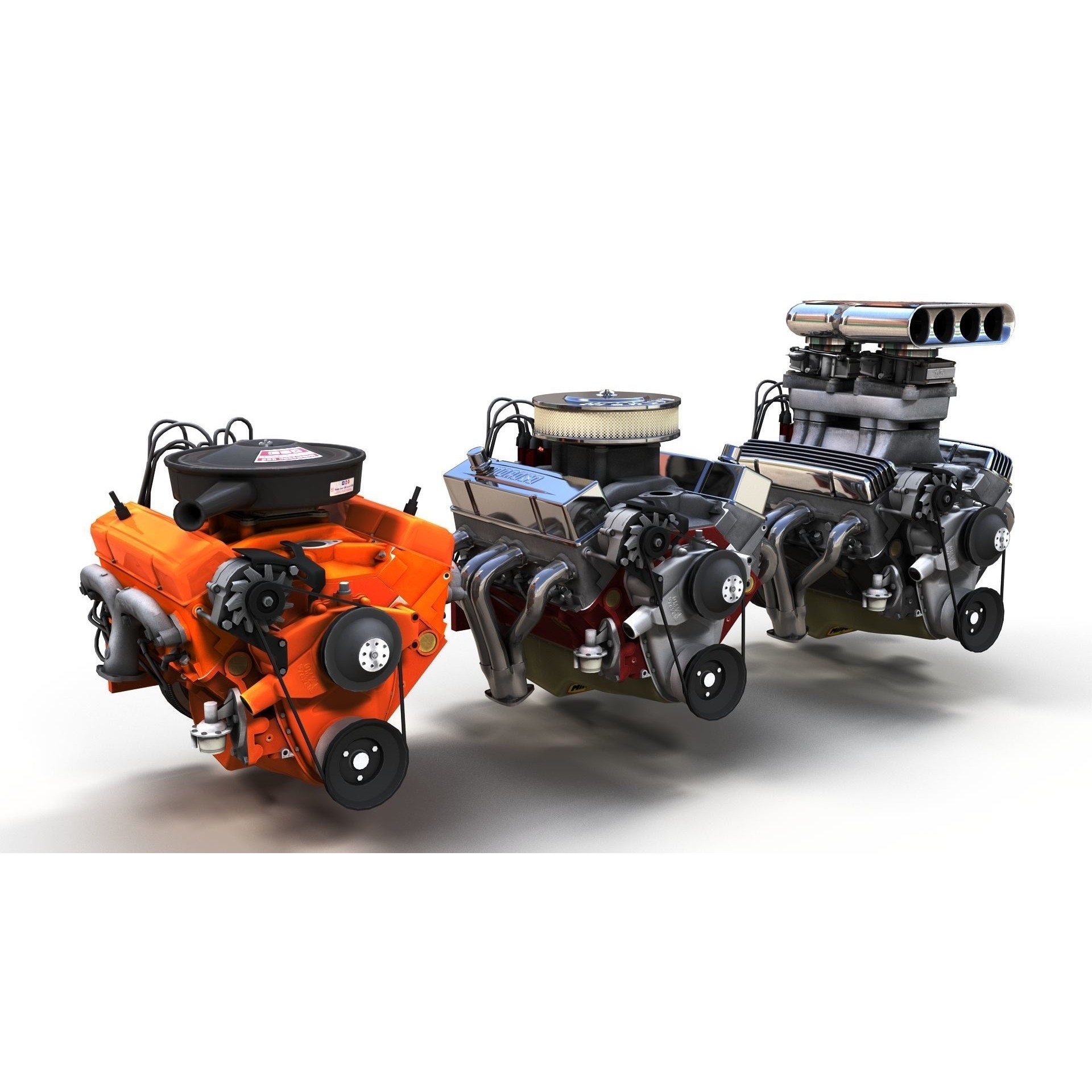 V8 HotRod Engine - Low-Poly Game-Ready 3D Model - View 9