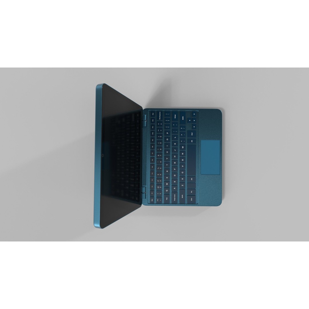Laptop 3D Model – Compact Metallic Blue Design with PBR Textures - View 10