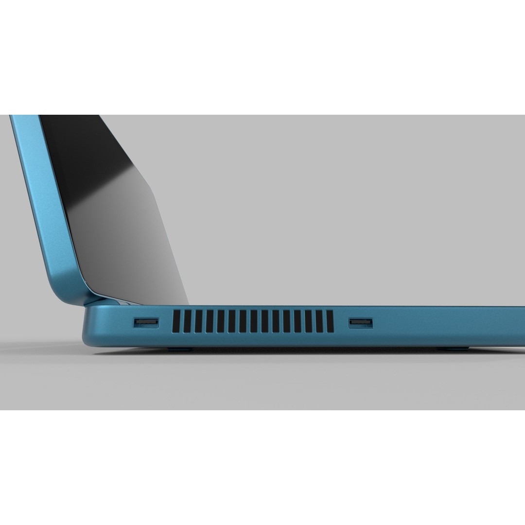 Laptop 3D Model – Compact Metallic Blue Design with PBR Textures - View 11
