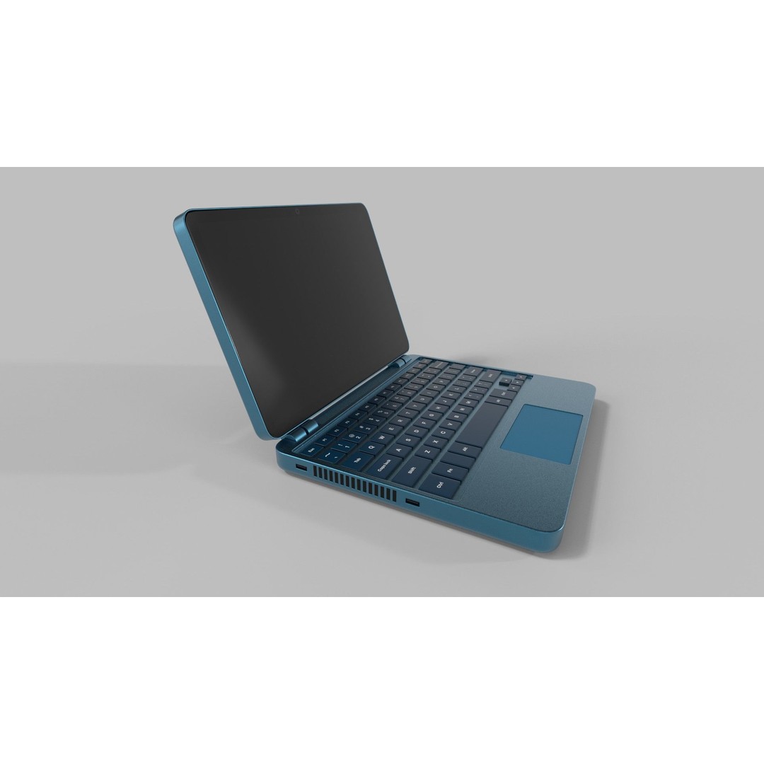 Laptop 3D Model – Compact Metallic Blue Design with PBR Textures - View 13
