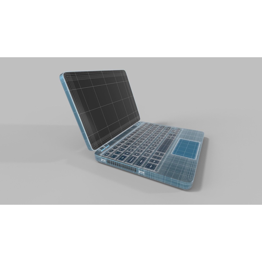 Laptop 3D Model – Compact Metallic Blue Design with PBR Textures - View 14