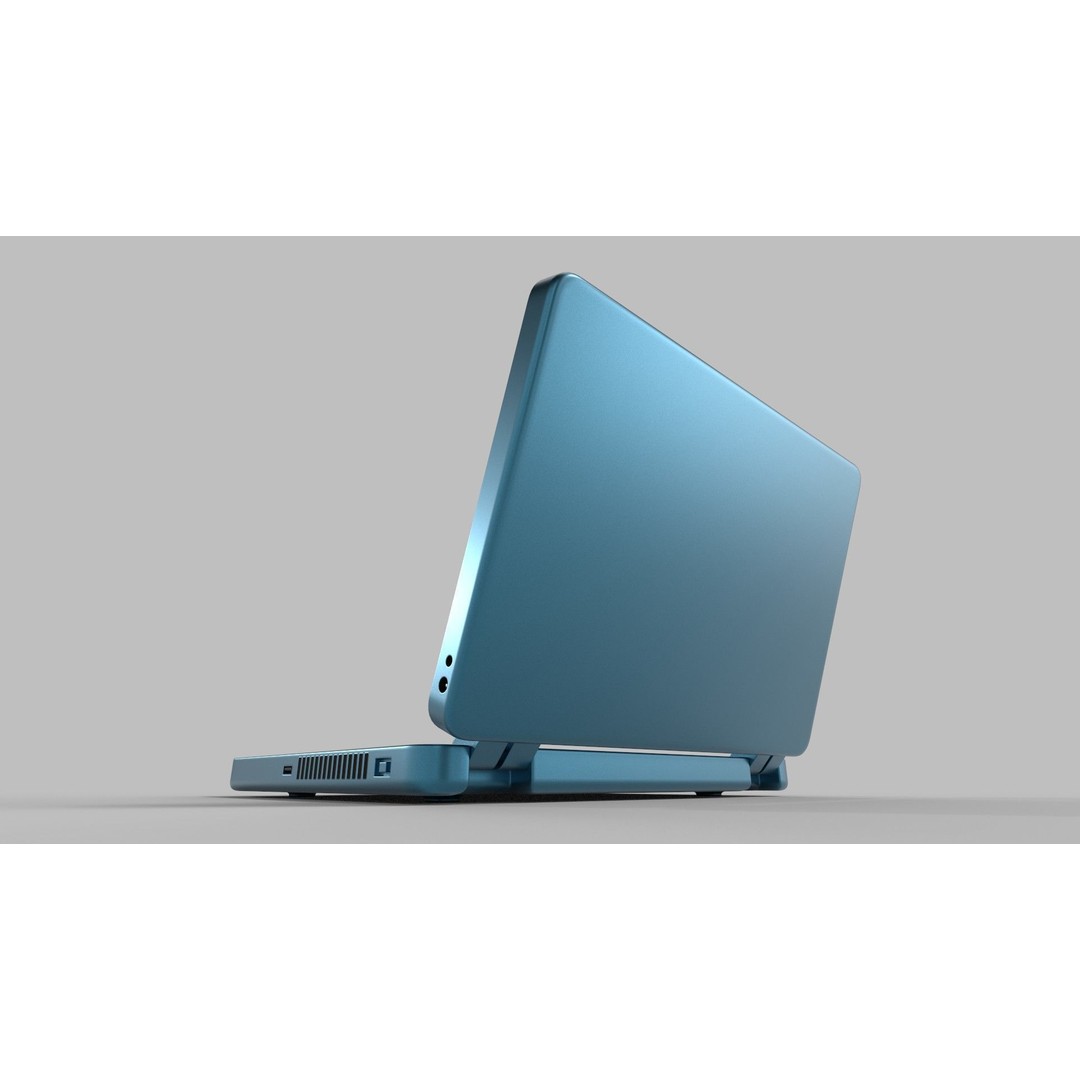 Laptop 3D Model – Compact Metallic Blue Design with PBR Textures - View 4