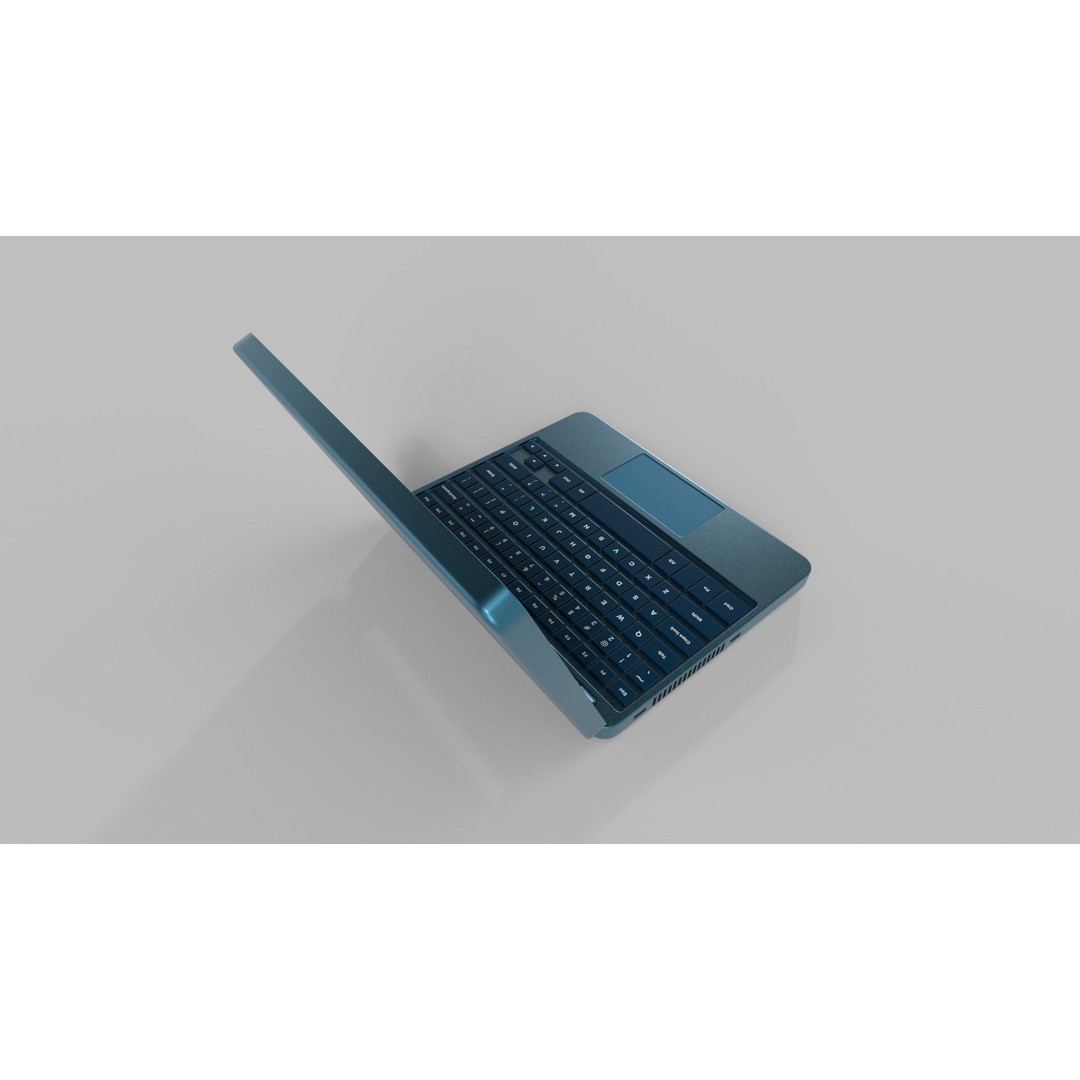 Laptop 3D Model – Compact Metallic Blue Design with PBR Textures - View 5