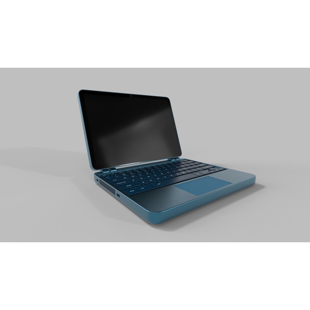 Laptop 3D Model – Compact Metallic Blue Design with PBR Textures - View 7