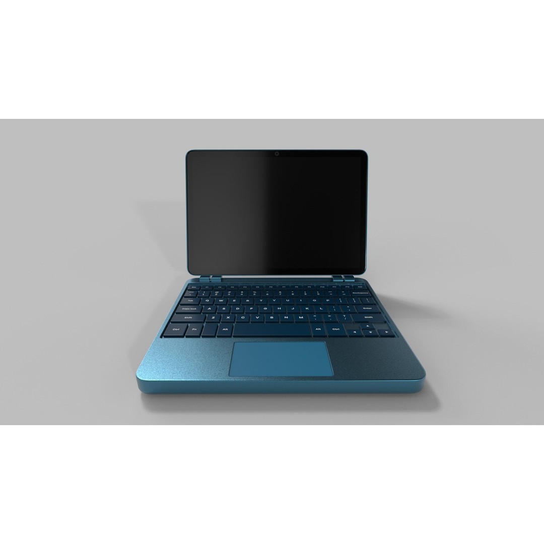 Laptop 3D Model – Compact Metallic Blue Design with PBR Textures - View 8