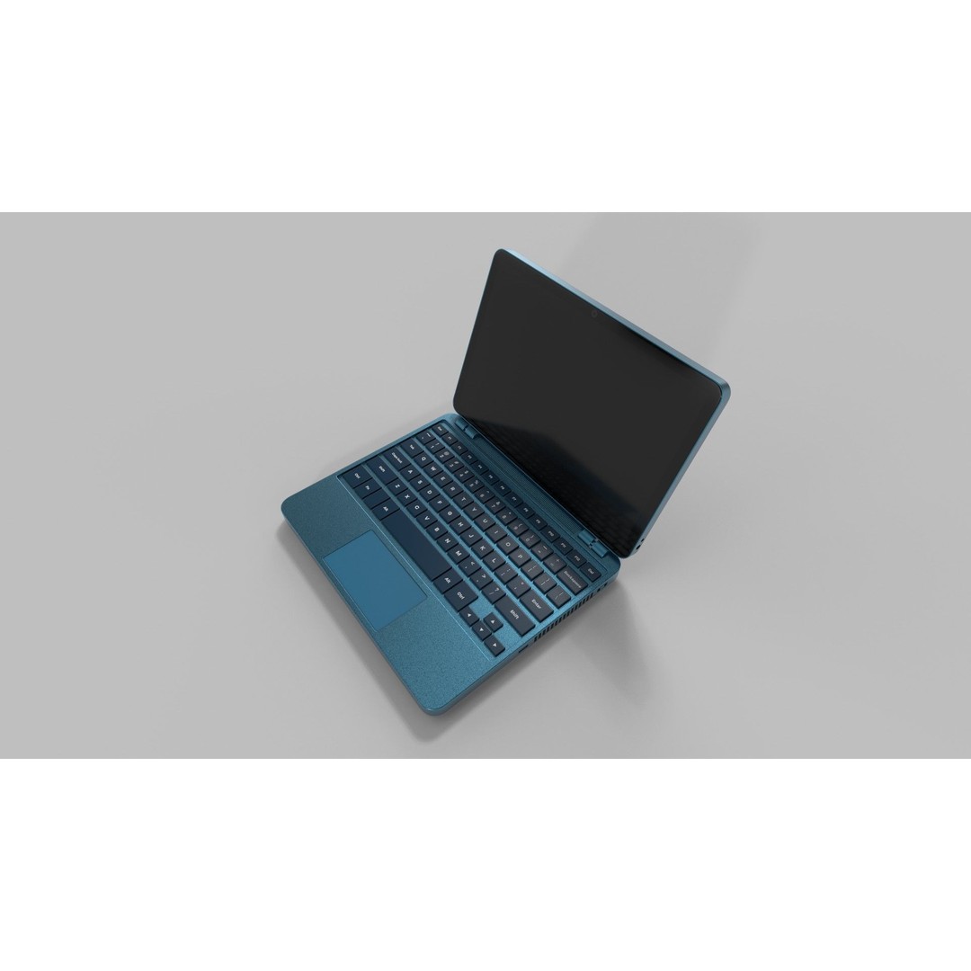 Laptop 3D Model – Compact Metallic Blue Design with PBR Textures - View 9