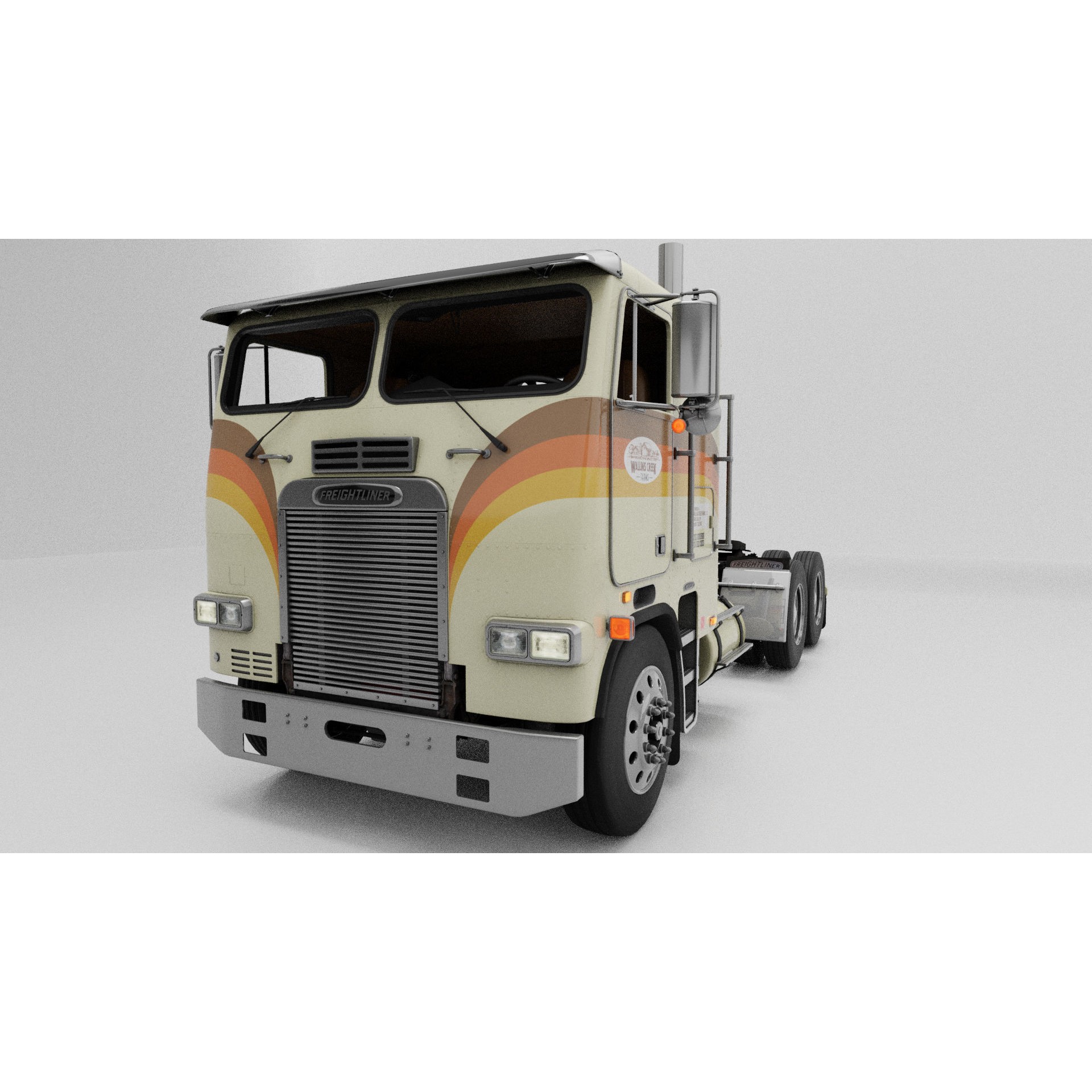 Freightliner FLT Cabover Semi Truck - Low-Poly Game-Ready 3D Model - View 11