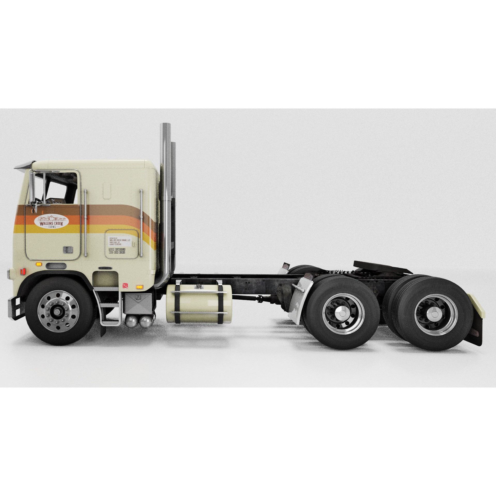 Freightliner FLT Cabover Semi Truck - Low-Poly Game-Ready 3D Model - View 12