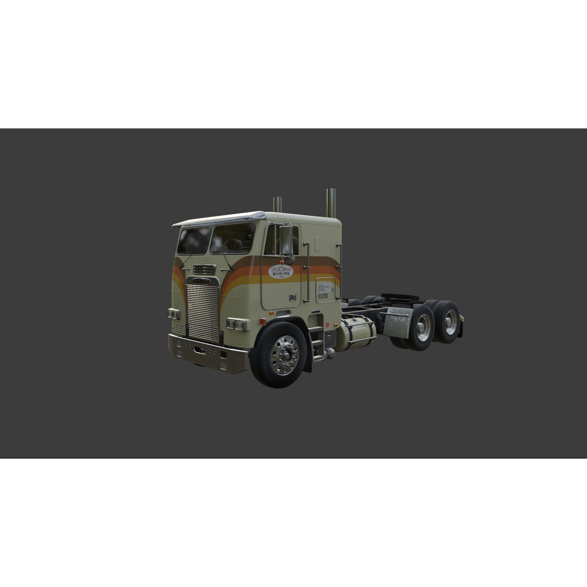 Freightliner FLT Cabover Semi Truck - Low-Poly Game-Ready 3D Model - View 14