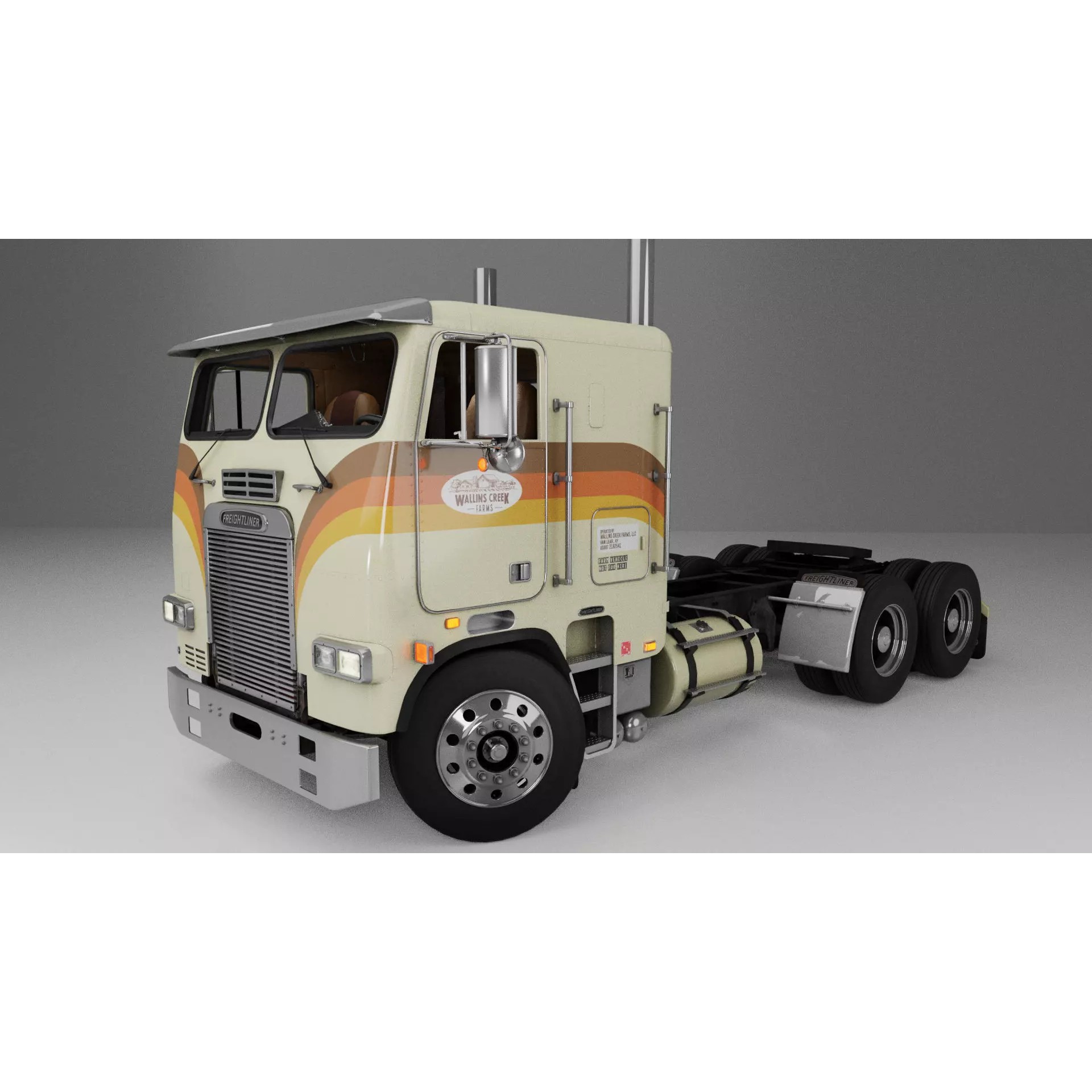 Freightliner FLT Cabover Semi Truck - Low-Poly Game-Ready 3D Model - View 2