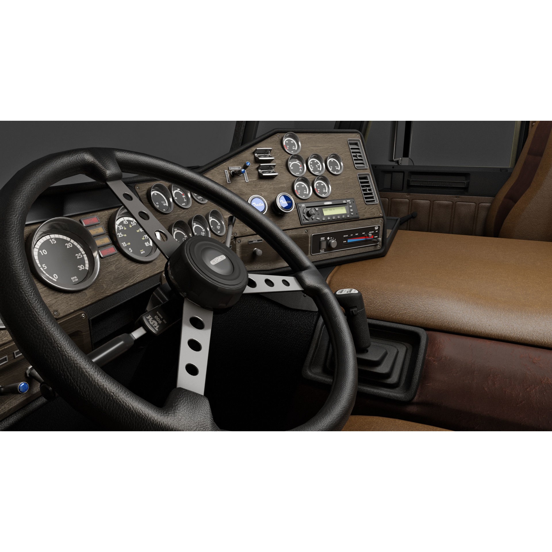 Freightliner FLT Cabover Semi Truck - Low-Poly Game-Ready 3D Model - View 3