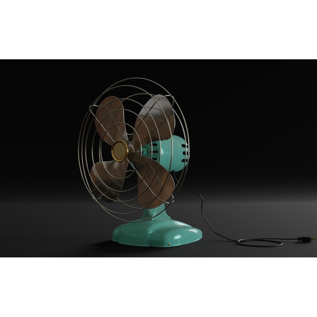Old Electric Fan 3D Model – Vintage Design, PBR Textures, FBX - View 9