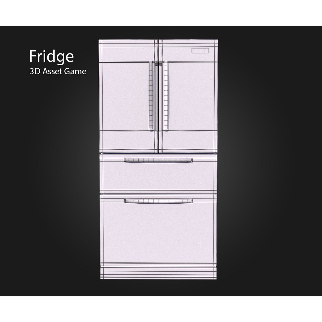 Fridge 3D Model – Low Poly Kitchen Asset, PBR, FBX, OBJ