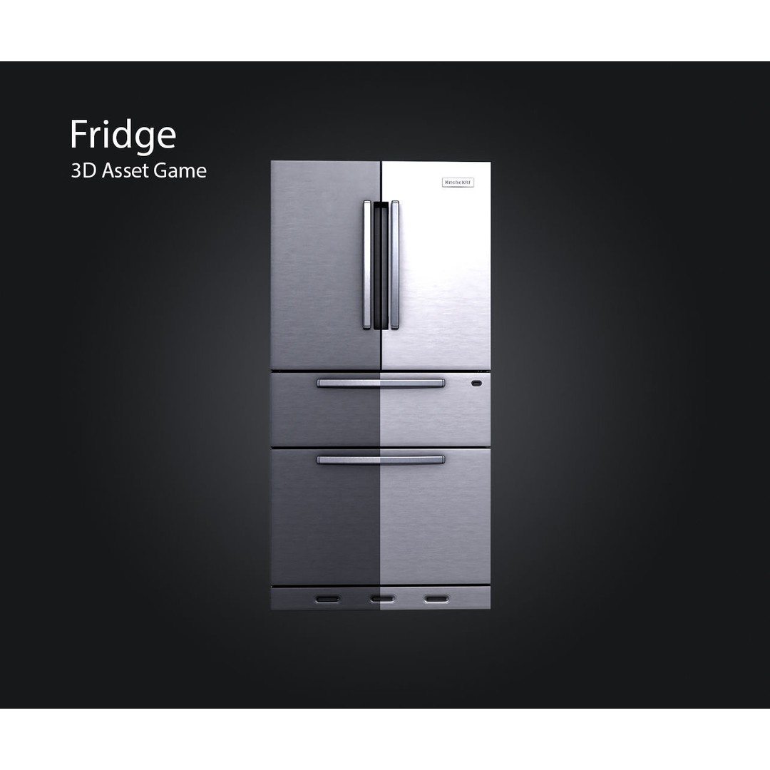 Fridge 3D Model – Low Poly Kitchen Asset, PBR, FBX, OBJ - View 5