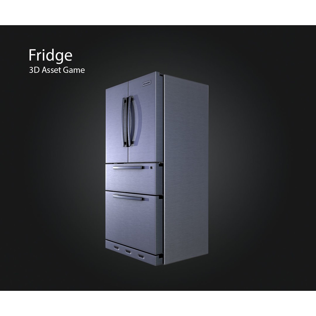 Fridge 3D Model – Low Poly Kitchen Asset, PBR, FBX, OBJ - View 6