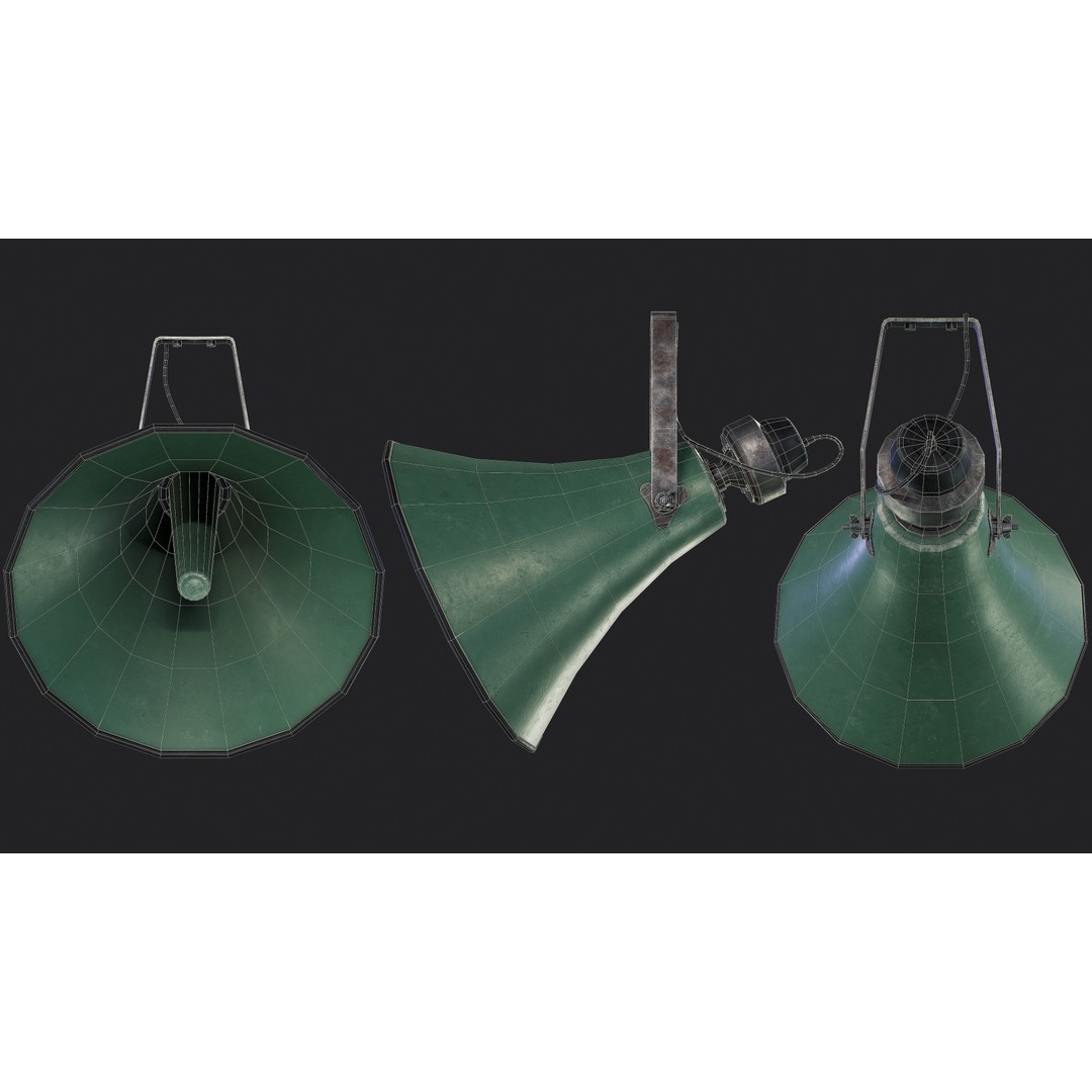Old Military Horn Speaker 3D Model – Low Poly PBR Asset, FBX, OBJ