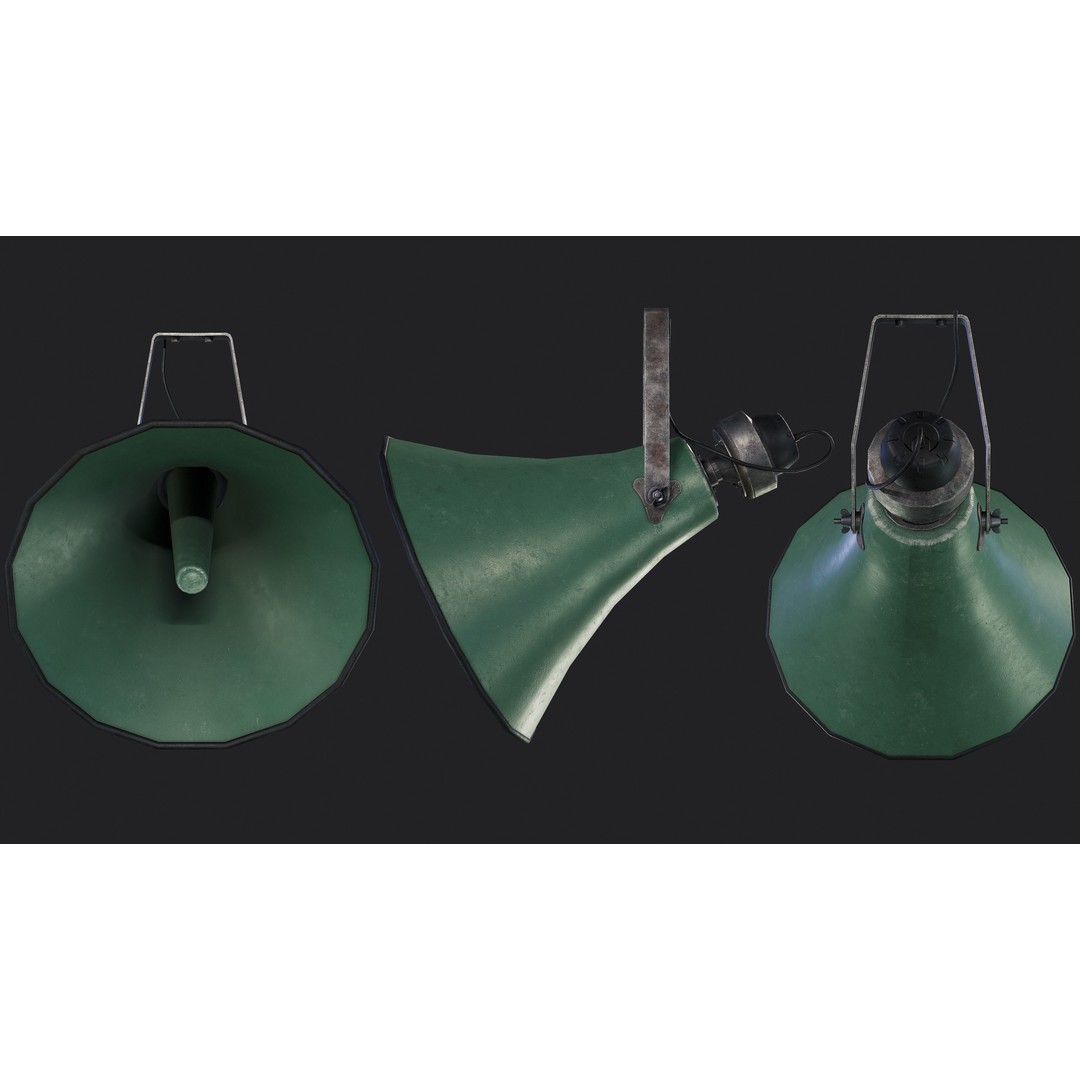 Old Military Horn Speaker 3D Model – Low Poly PBR Asset, FBX, OBJ - View 7