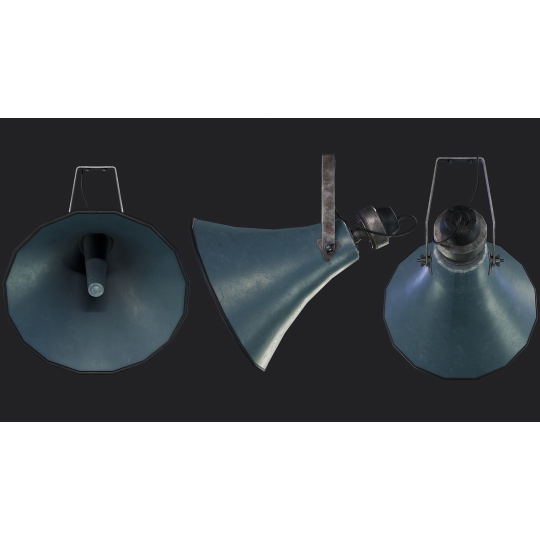 Old Military Horn Speaker 3D Model – Low Poly PBR Asset, FBX, OBJ - View 8