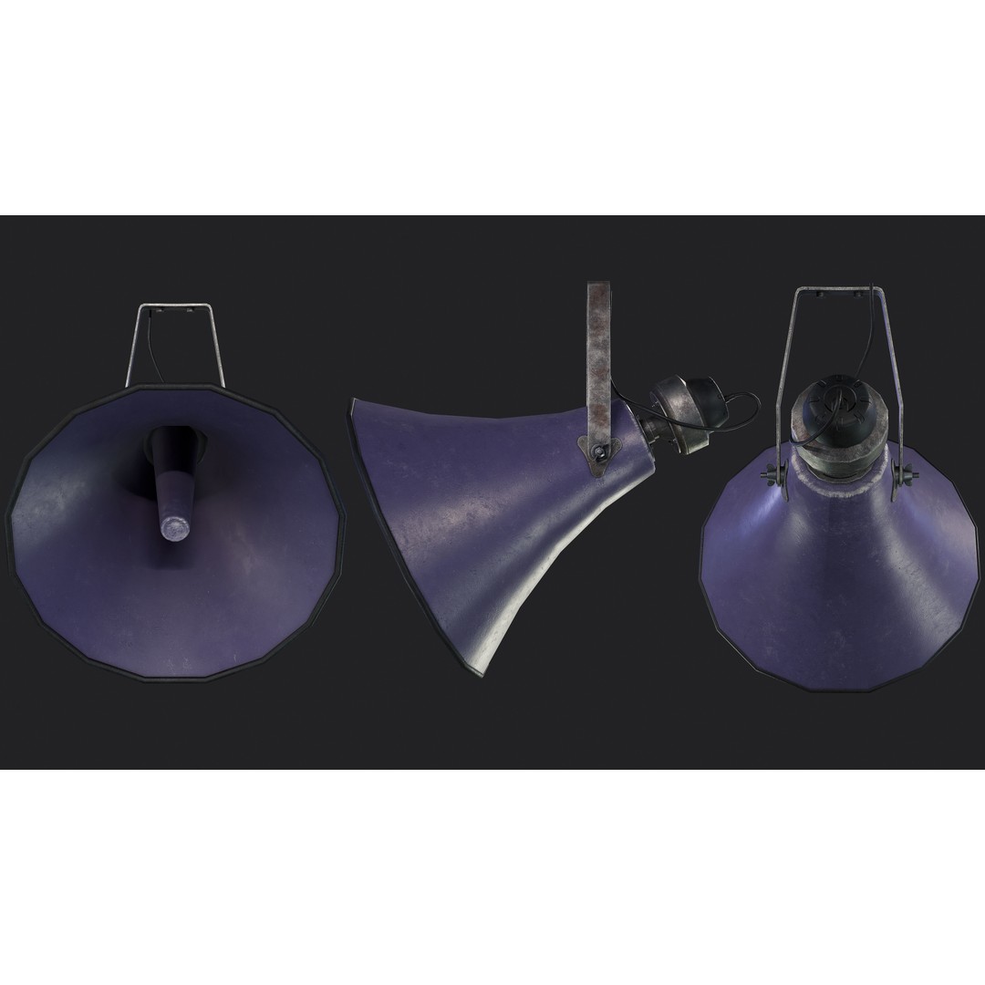 Old Military Horn Speaker 3D Model – Low Poly PBR Asset, FBX, OBJ - View 9