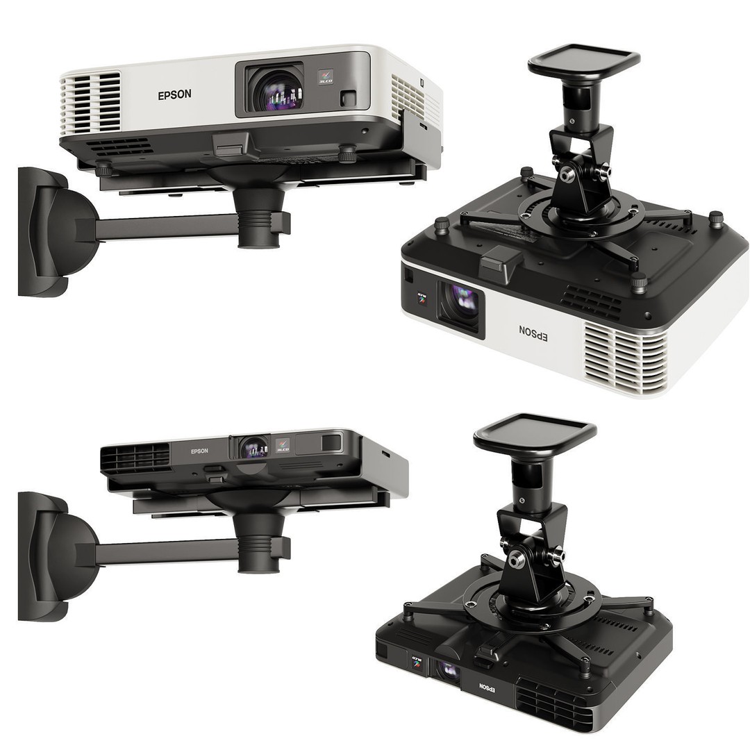 Epson Projectors 3D Model – Realistic Projection Setup with Screens - View 4