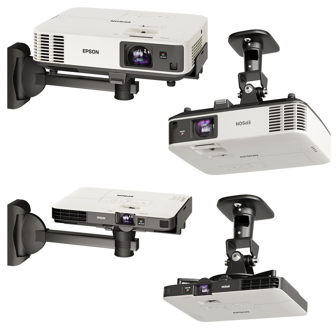 Epson Projectors 3D Model – Realistic Projection Setup with Screens - View 5