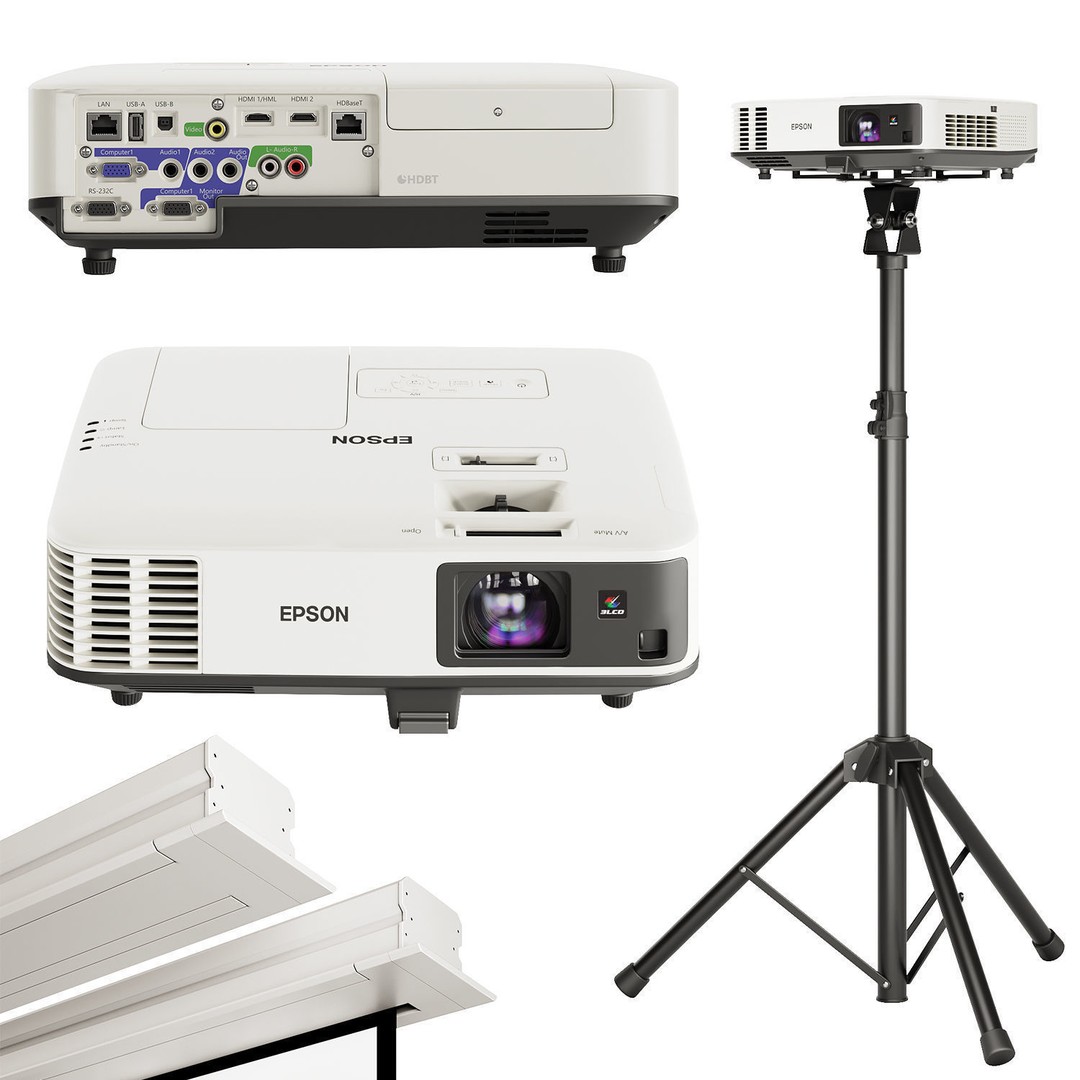 Epson Projectors 3D Model – Realistic Projection Setup with Screens - View 6