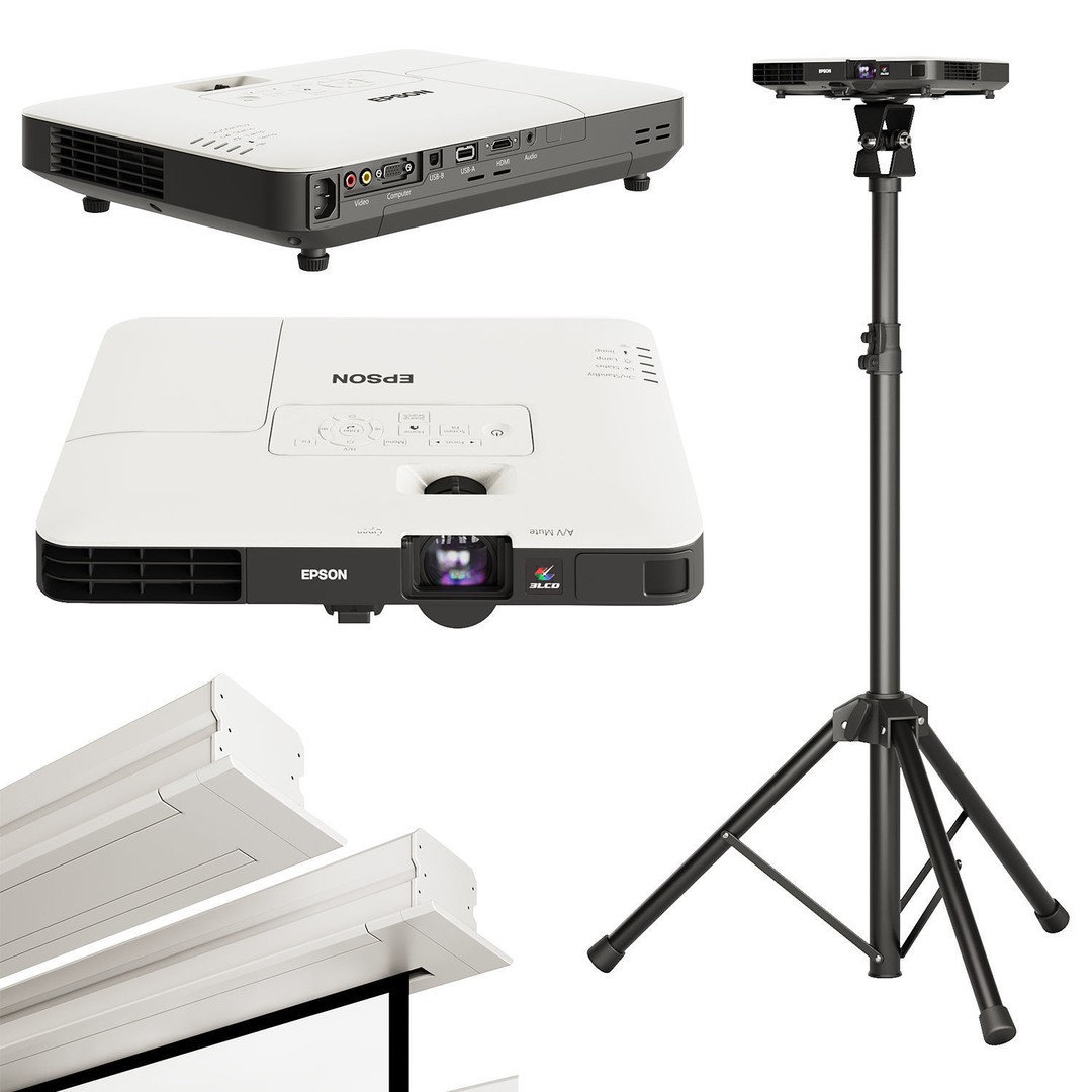 Epson Projectors 3D Model – Realistic Projection Setup with Screens - View 7