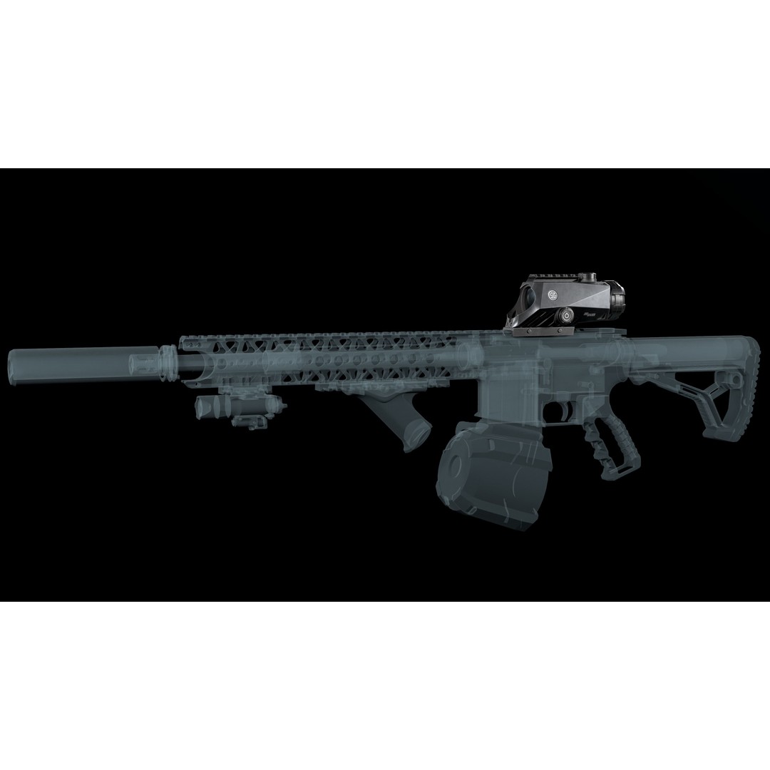 Sig Sauer BRAVO4 3D Model – Low Poly Tactical Rifle Scope, FBX - View 3