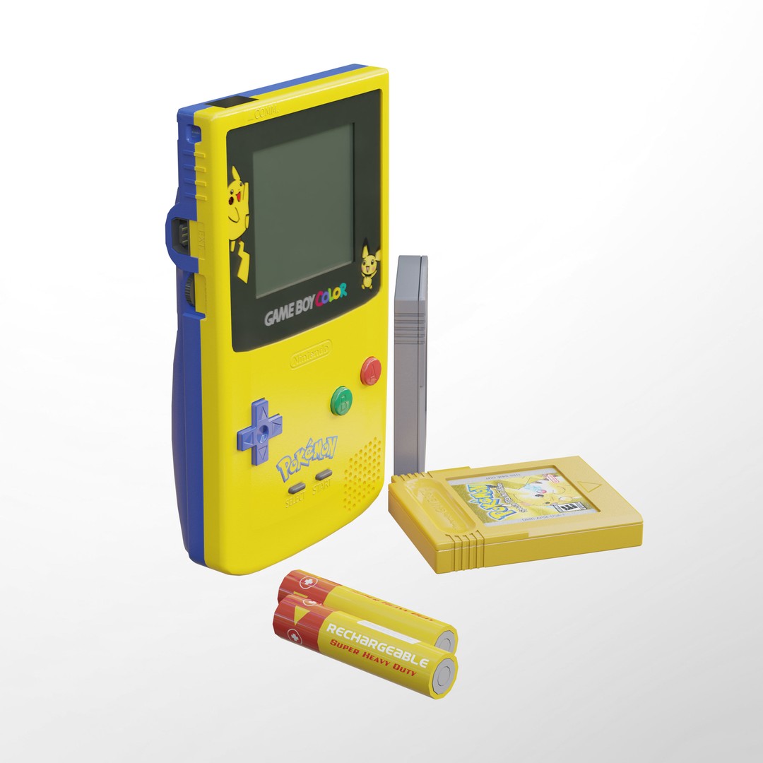 Nintendo Game Boy Color 3D Model – Low Poly Handheld Console, FBX - View 3
