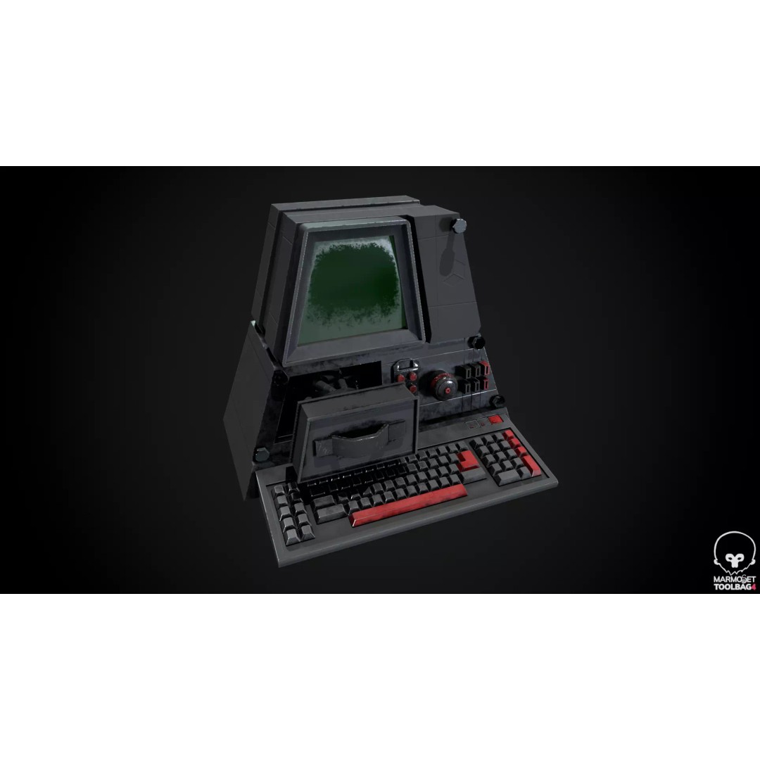 Retro Computer 3D Model – Vintage PC with PBR Textures, FBX, OBJ - View 2
