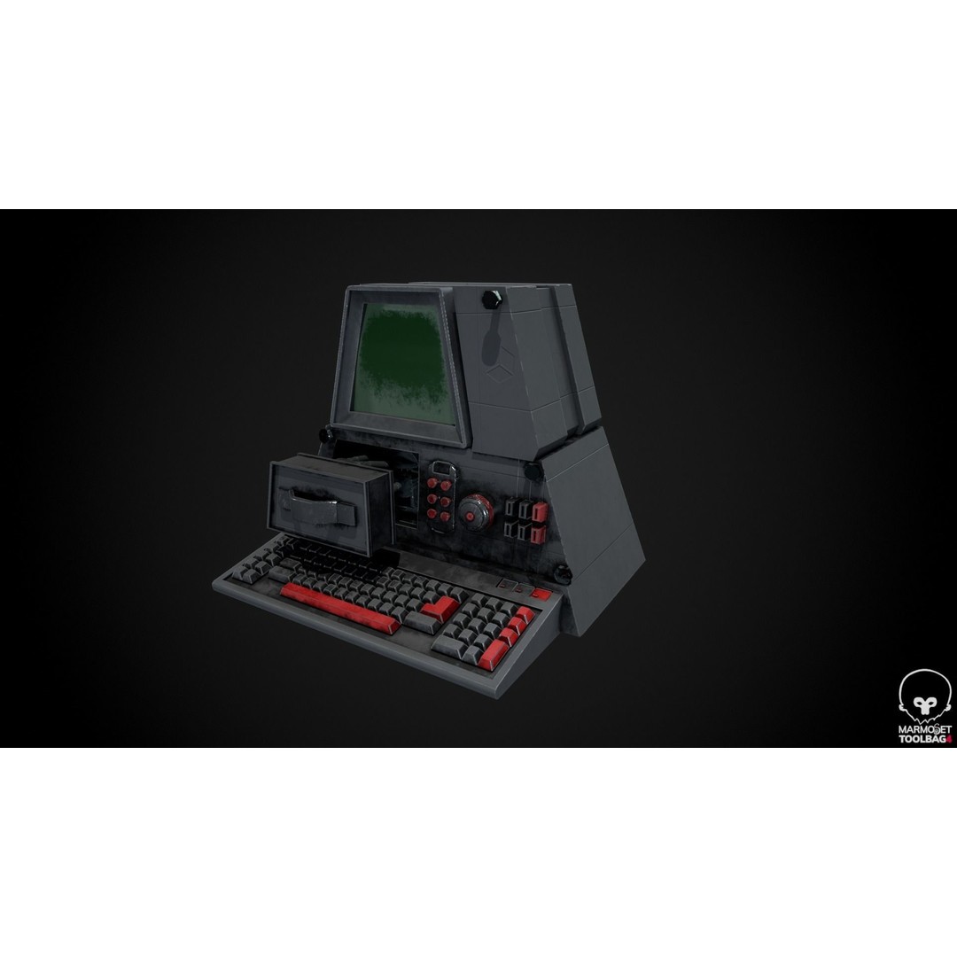 Retro Computer 3D Model – Vintage PC with PBR Textures, FBX, OBJ - View 3