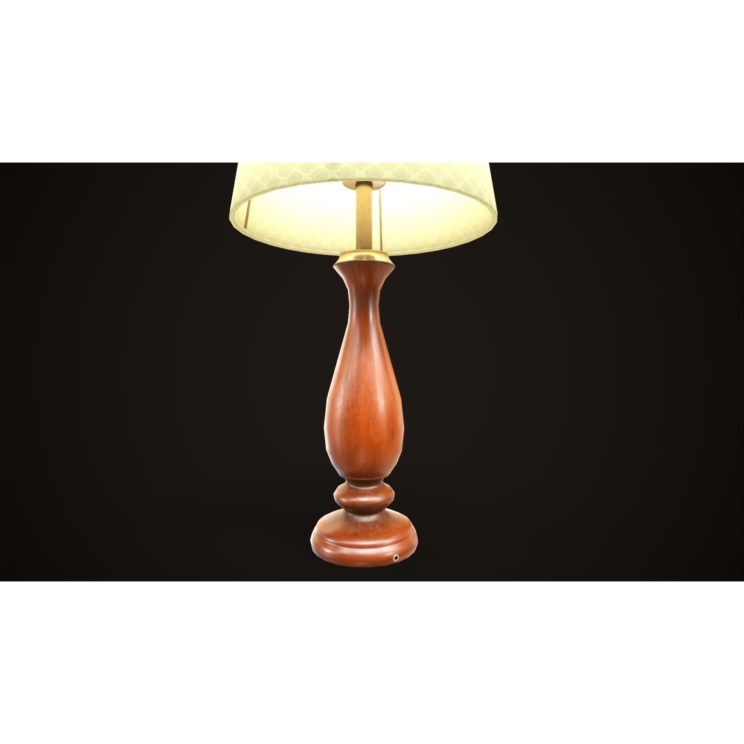 Vintage Bedside Lamp 3D Model – Low Poly Game Ready Asset, FBX, OBJ - View 10