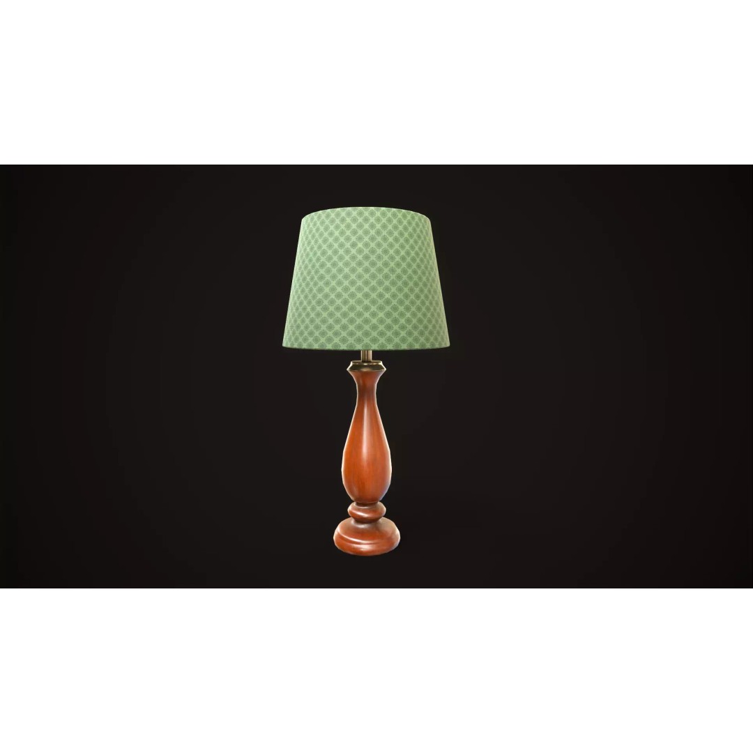 Vintage Bedside Lamp 3D Model – Low Poly Game Ready Asset, FBX, OBJ - View 2