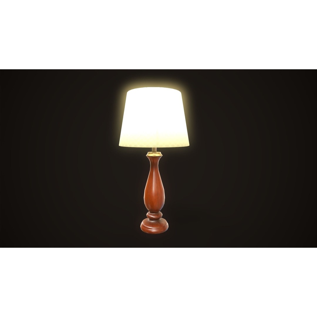 Vintage Bedside Lamp 3D Model – Low Poly Game Ready Asset, FBX, OBJ - View 3