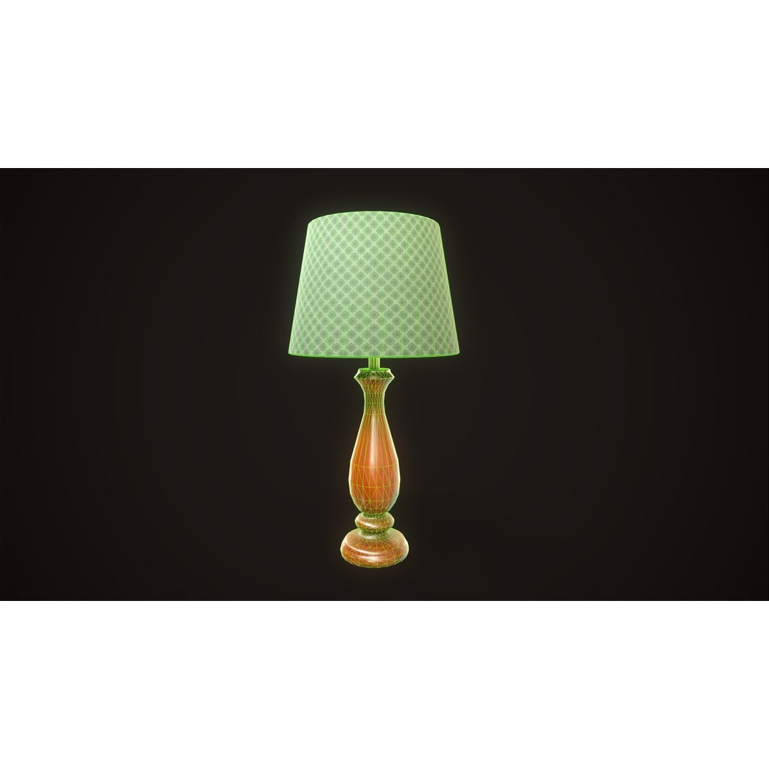 Vintage Bedside Lamp 3D Model – Low Poly Game Ready Asset, FBX, OBJ - View 4
