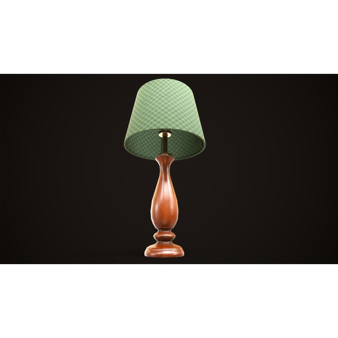 Vintage Bedside Lamp 3D Model – Low Poly Game Ready Asset, FBX, OBJ - View 5