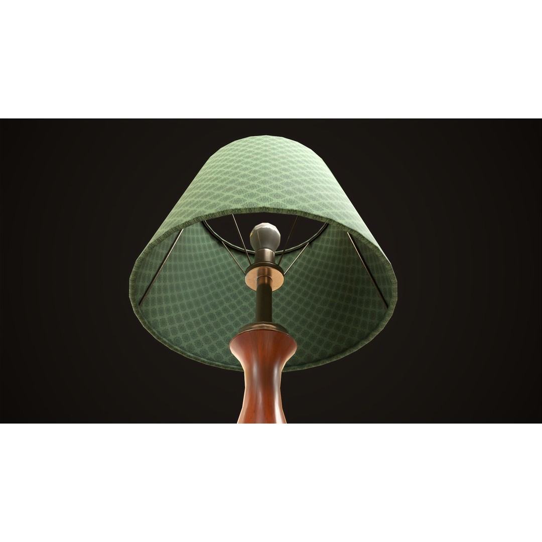 Vintage Bedside Lamp 3D Model – Low Poly Game Ready Asset, FBX, OBJ - View 6