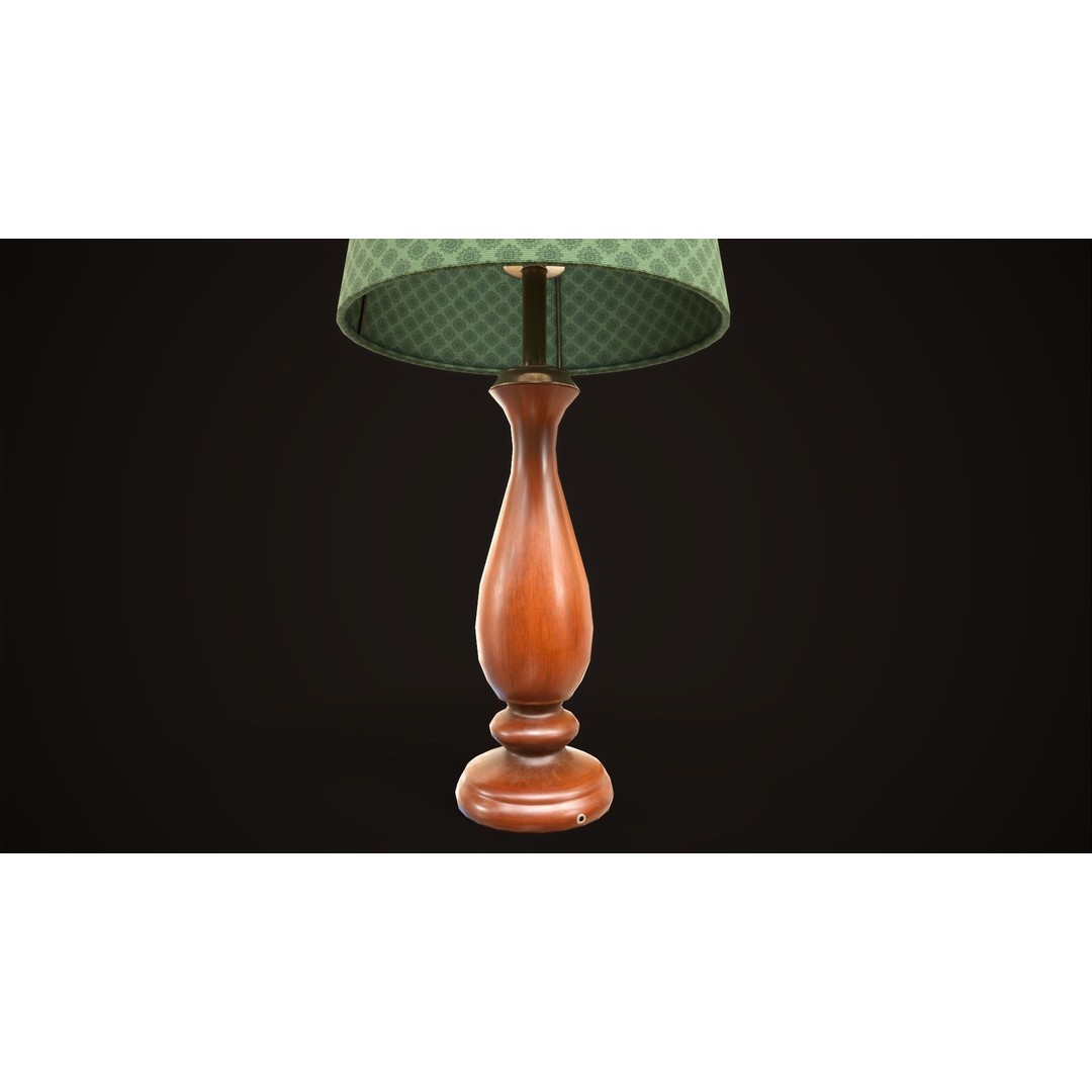 Vintage Bedside Lamp 3D Model – Low Poly Game Ready Asset, FBX, OBJ - View 8
