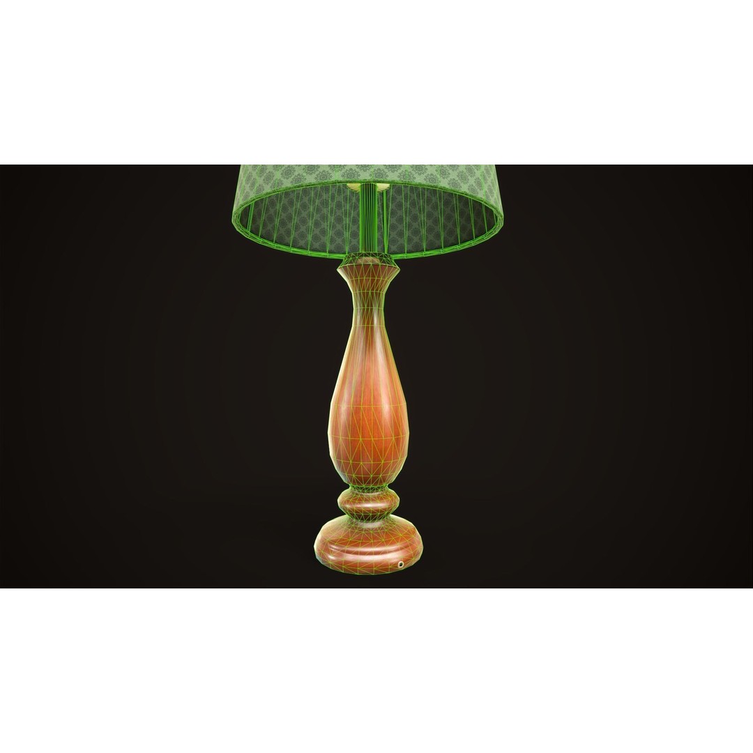 Vintage Bedside Lamp 3D Model – Low Poly Game Ready Asset, FBX, OBJ - View 9