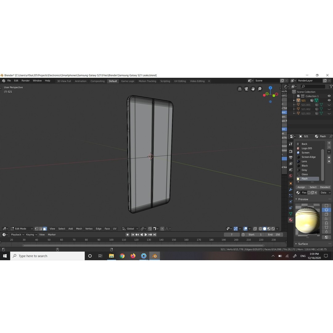 Samsung Galaxy S21 3D Model – Low Poly Game Asset, FBX, OBJ