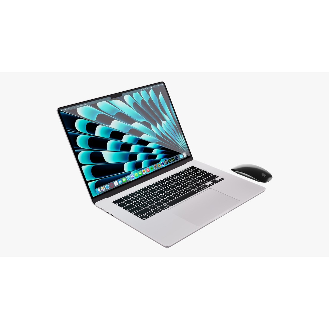 Apple MacBook Air 15 3D Model – High Poly PBR Laptop with Magic Mouse - View 10