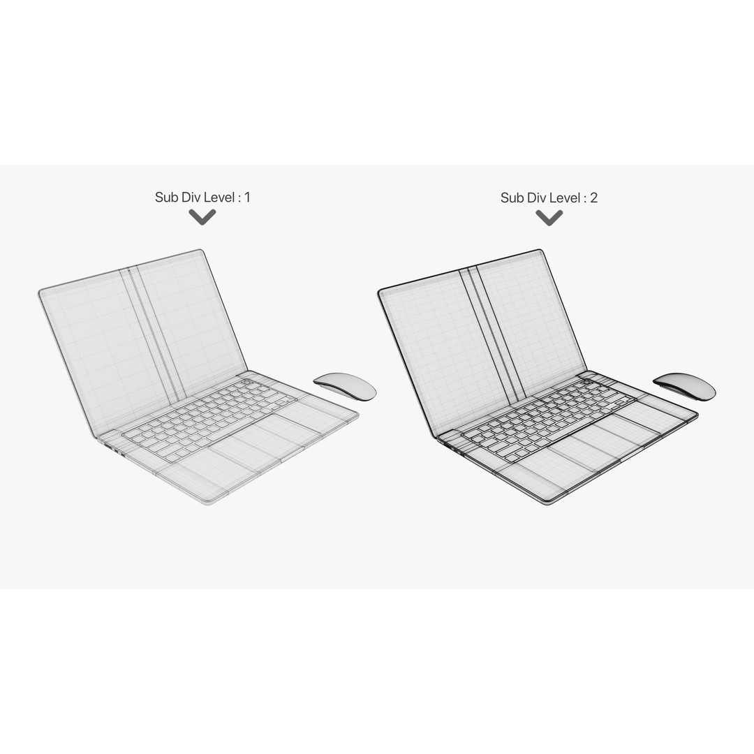 Apple MacBook Air 15 3D Model – High Poly PBR Laptop with Magic Mouse - View 30