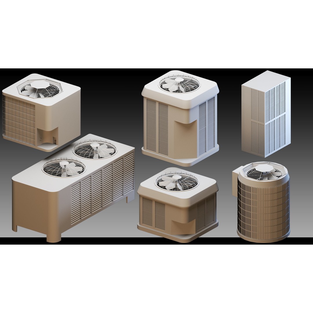 Industrial Air Conditioners 3D Model – High Detail Kitbash, FBX & OBJ