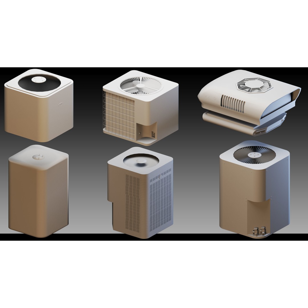 Industrial Air Conditioners 3D Model – High Detail Kitbash, FBX & OBJ - View 10