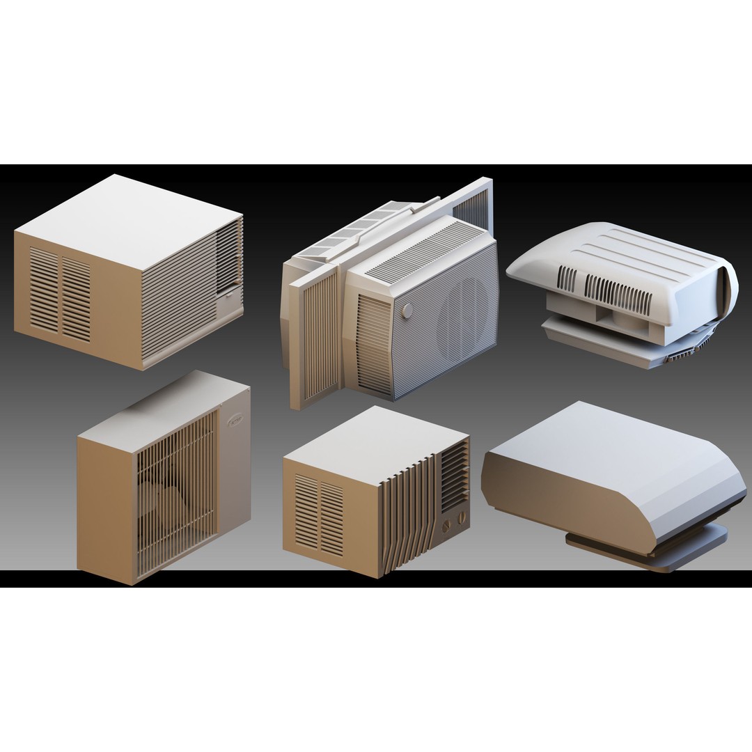 Industrial Air Conditioners 3D Model – High Detail Kitbash, FBX & OBJ - View 14
