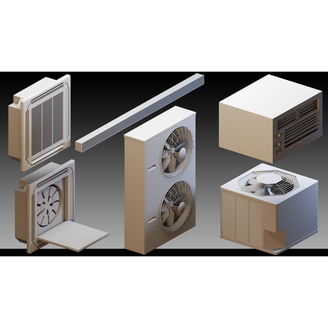 Industrial Air Conditioners 3D Model – High Detail Kitbash, FBX & OBJ - View 15