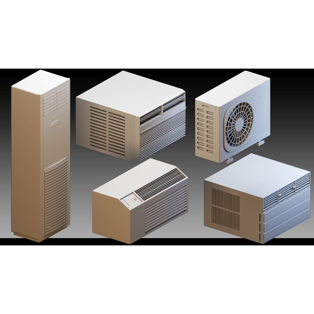 Industrial Air Conditioners 3D Model – High Detail Kitbash, FBX & OBJ - View 4