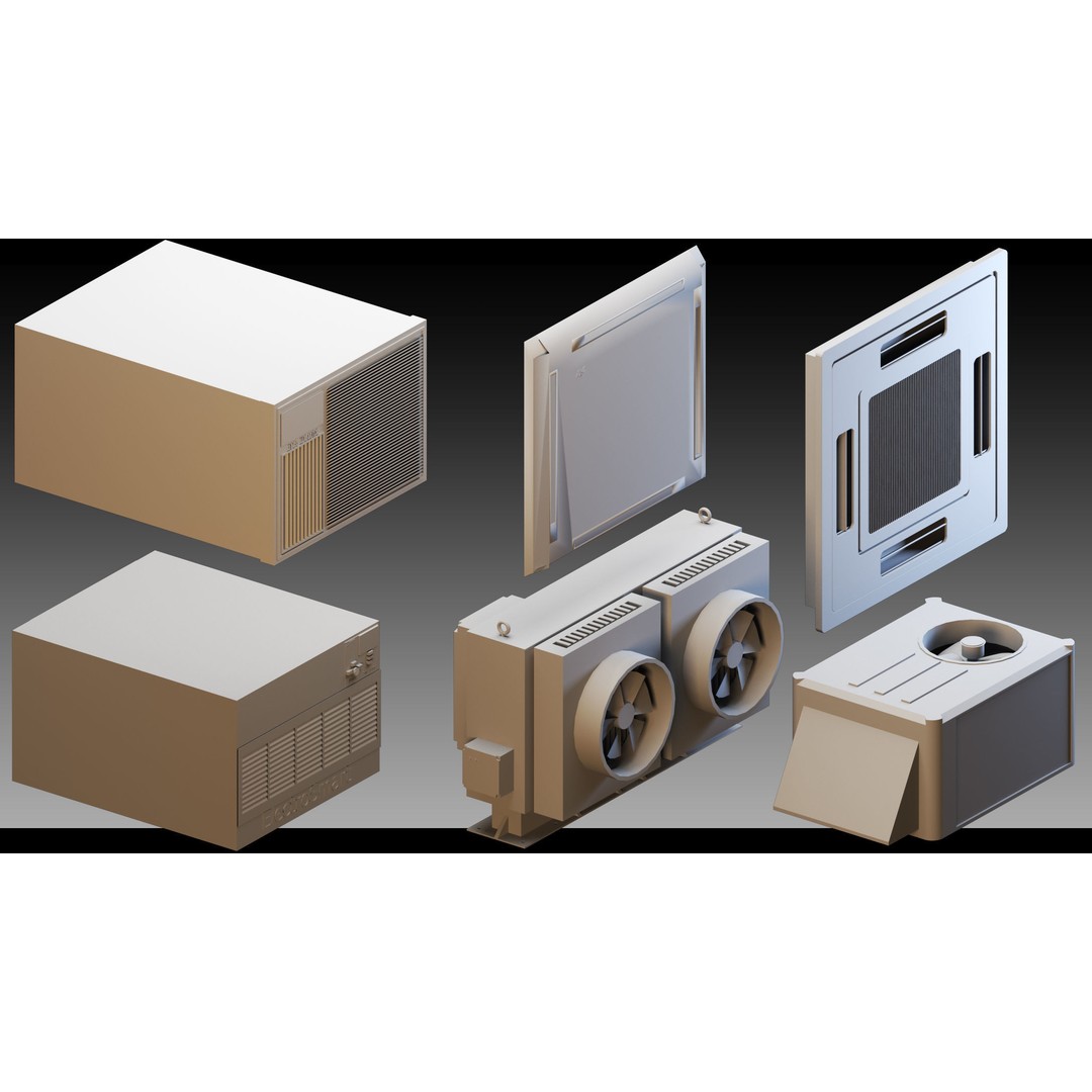 Industrial Air Conditioners 3D Model – High Detail Kitbash, FBX & OBJ - View 5
