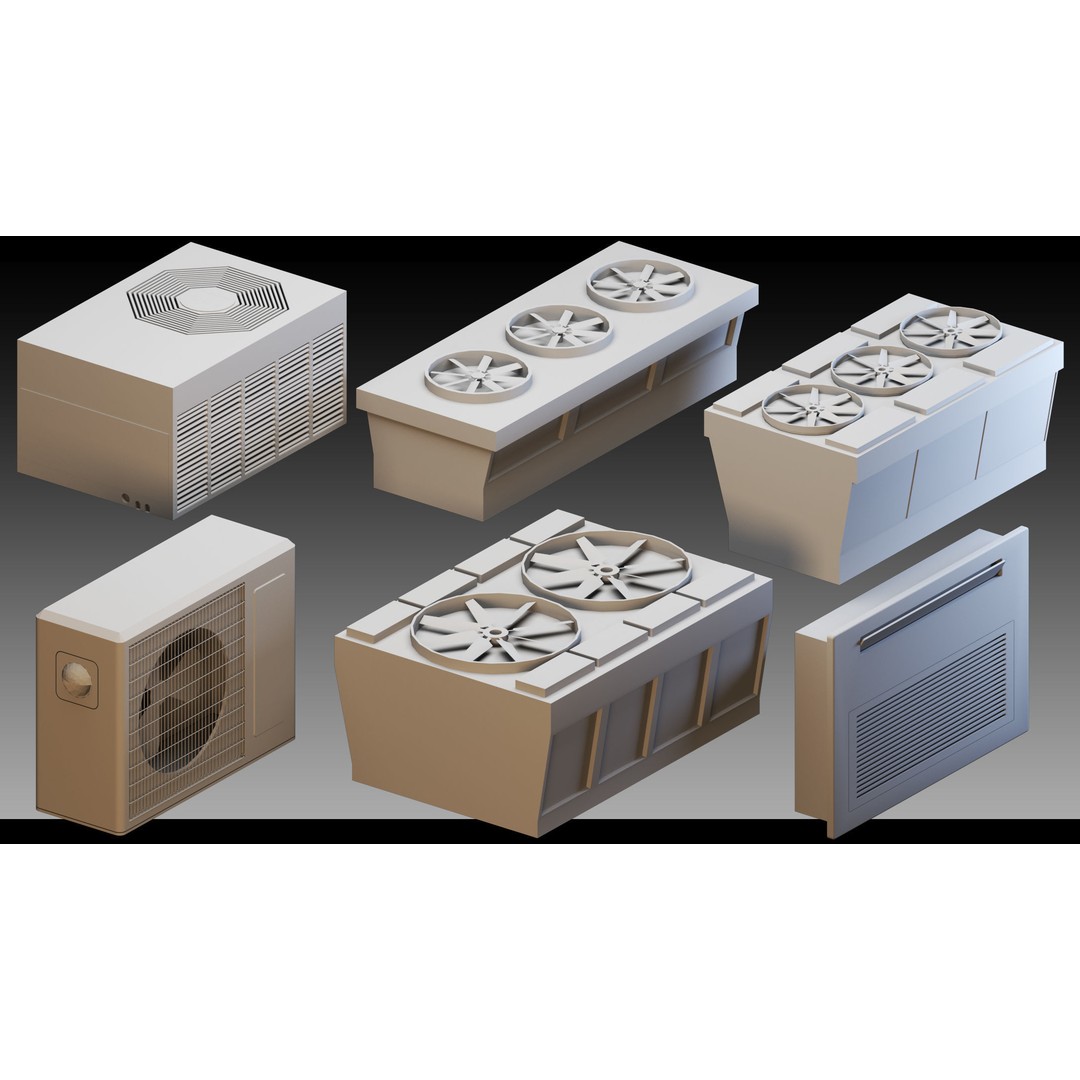 Industrial Air Conditioners 3D Model – High Detail Kitbash, FBX & OBJ - View 6